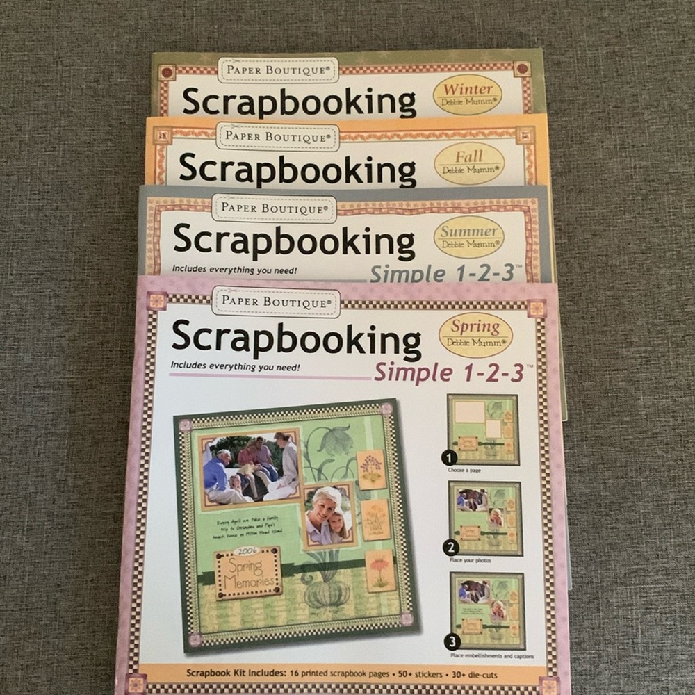 🌸NEW🌸SCRAPBOOKING,4 simple 1-2-3 books: Debbie Mumm,summer,spring, fall,winter
